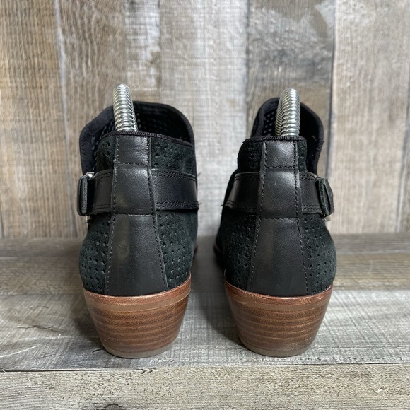 Womens Sam Edelman Paula Black Perforated Suede Heel Ankle Boots Booties Size 6 - Picture 4 of 7